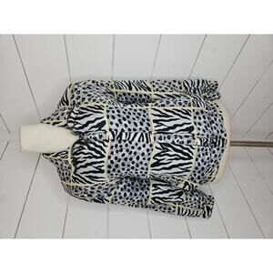 FUDA small grey & black with muted yellow animal print silk windbreaker